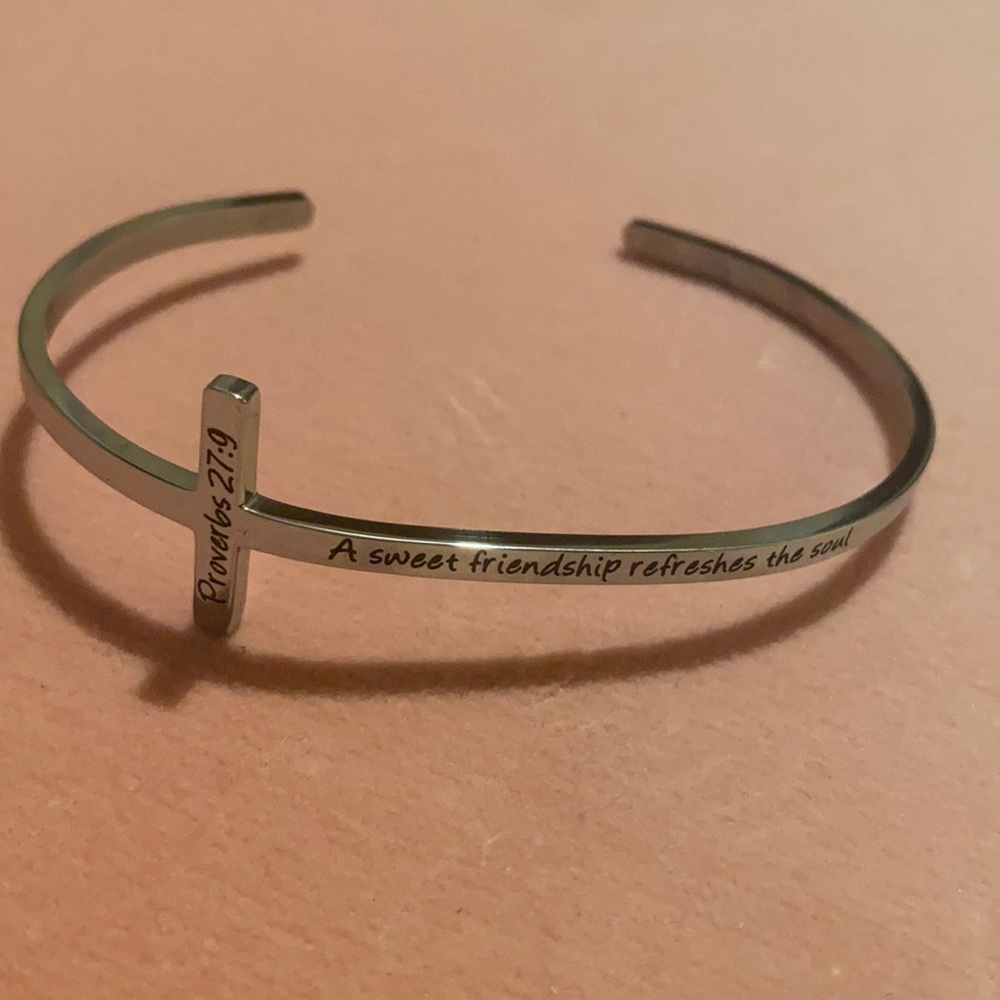 Cross Bible Verse Cuff Bangle